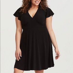 Black jersey knit skater dress
